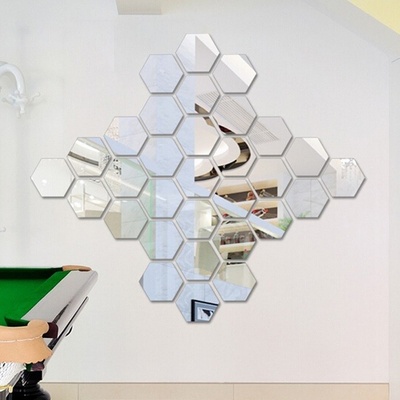 IZMAEL Zrkadlové samolepky na stenu Hexagon 12.5 x 11