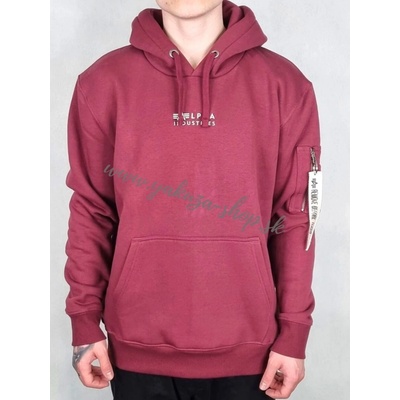Alpha Industries Organic EMB Hoody pánska mikina burgundy