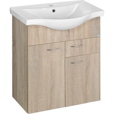 Aqualine KERAMIA FRESH umývadlová skrinka, 1 zásuvka, 60,6x74x34 cm, dub platín 50066