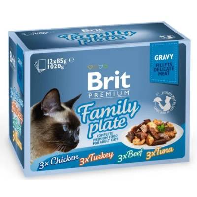 Brit Premium Cat Delicate Fillets in Gravy Familly Plate 1020g (12x85g)