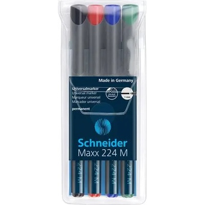 Schneider Комплект маркери за алкохол, OHP, 1 мм, SCHNEIDER "Maxx 224 M", 4 различни цвята 1208 (1208)