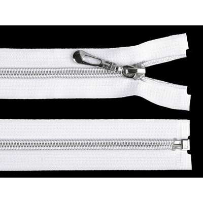 Zip spirálový dělitelný No 7 se stříbrnými zoubky barva 101 bílá délka 50 cm