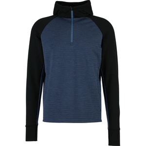 Stoic Мъжки вълнен пуловер Stoic MerinoFleece260 FlenSt. Half Zip with Hood Merino hoodie - Black / Dark Navy / Melange - размер XXL (005-6568-0115)