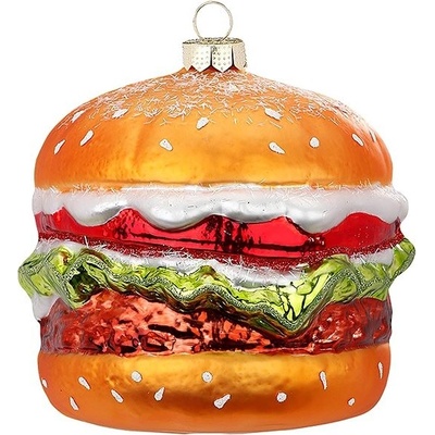 LAALU Vianočná sklenená LAALU ozdoba Cheesburger 10 cm
