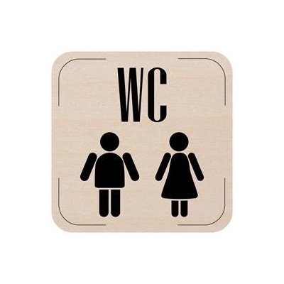 Popis místnosti - cedulka na dveře - WC muži/ženy, dřevěná tabulka, 80 x 80 mm