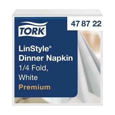 TORK Servítky priemyselne kompostovateľné 1/4 ohyb 1V Premium LinStyle biele 50ks 39x39 cm