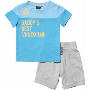 Reebok Essentials short sleeve set - Blue / Grey (Caribbean Teal)
