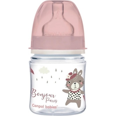 Canpol lahev se širokým hrdlem Bonjour Paris růžová 120ml