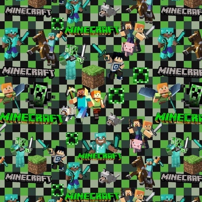 Teplákovina digital - Minecraft Squares zelená