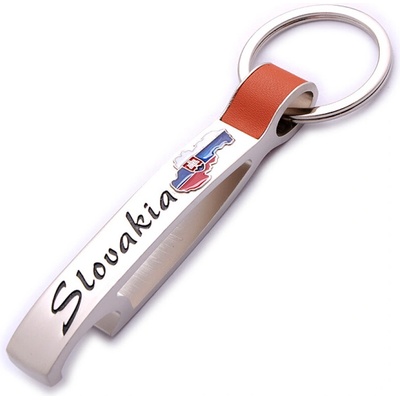 Prívesok na kľúče s otváračom Slovakia s vlajkou strieborný