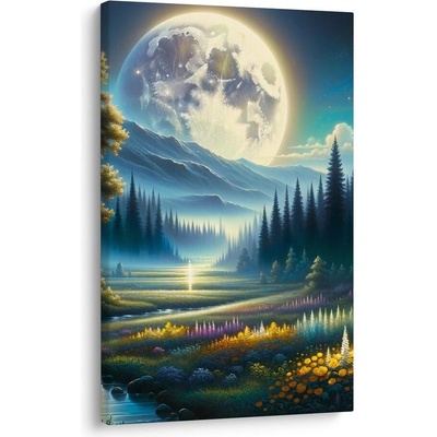 Obraz klidná noční příroda s řekou - 30x40