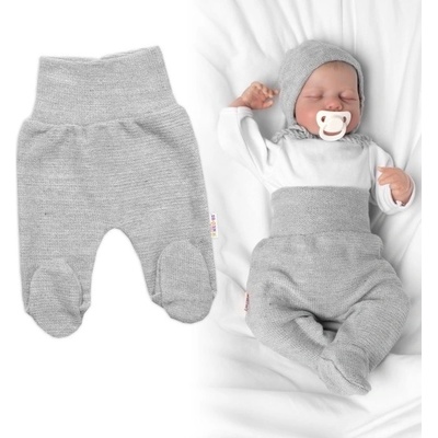 Baby Nellys Pletené kojenecké polodupačky Hand Made šedé