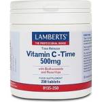 LAMBERTS ЛАМБЕРТС ВИТАМИН Ц 500 МГ. УДЪЛЖЕНО ОСВОБОЖДАВАНЕ Х 250 ТБ. / lamberts vitamin c time release 500mg w/ bioflavonoids & rose hips 250 tabs