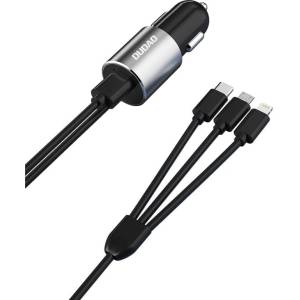 Dudao 3в1 USB зарядно за кола Lightning/USB Type C/micro USB Dudao R5ProN 3 (R5ProN black)