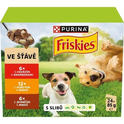 Purina Friskies Adult s hovädzím kuraťom a jahňacím v šťave 24 x 85 g