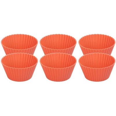 MagicHome Forma na cupcake silikon červená set 6 ks 6,5x6,5x3 cm