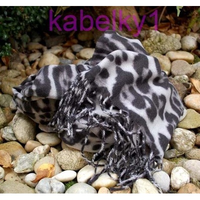 Šál šedý čierny leopard tmavý strapčeky