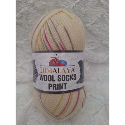 Himalaya Příze Wool socks print - S61-01 smetanová barevný proužek