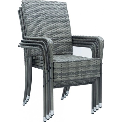 Juskys Polyratanové zahradní židle Yoro s područkami 4ks set šedá melírovaná