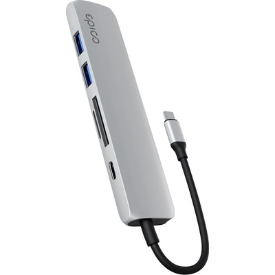 Epico 6v1 hliníkový USB-C 8K hub - stříbrná
