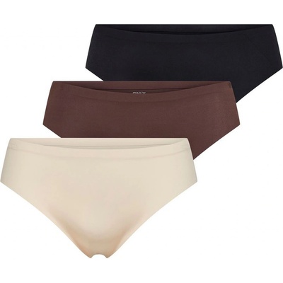 ONLY Tracy Seamless Briefs 3 Pack Black Brown Creme