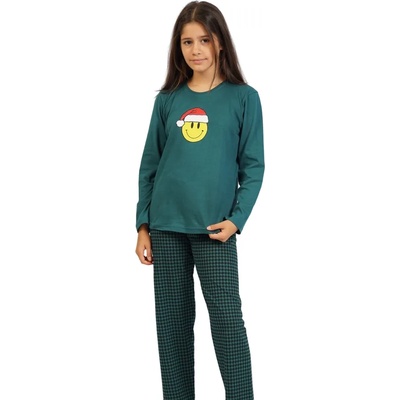 Детско-юношеска коледна пижама за момиче с емотиконка