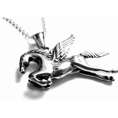 Steel Jewelry Náhrdelník okřídlený kůň pegas z chirurgické oceli NH500448
