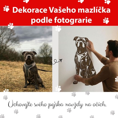 dřevo života Dřevěná dekorace pejska z vaší fotografie Zvolte barvu dekoru: Ořech, Delší strana: 40