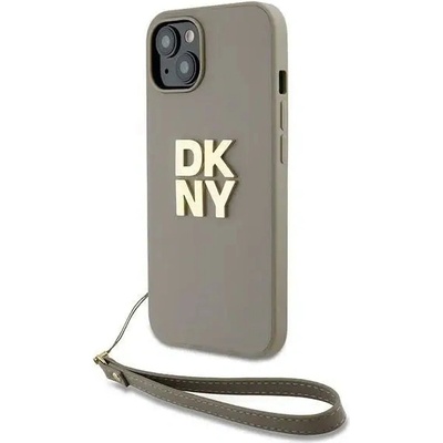DKNY Кейс DKNY Wrist Strap Stock Logo за iPhone 15 Plus, бежова (3666339264888)