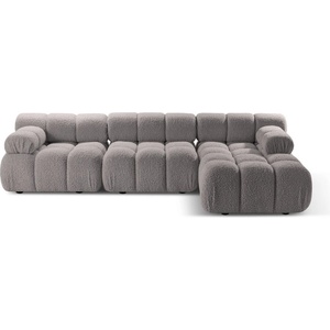 Micadoni Светлосив модулен ъглов диван от букле (десен ъгъл) Bellis - Micadoni Home (MIC_SET5R_213_F1_BELLIS3)