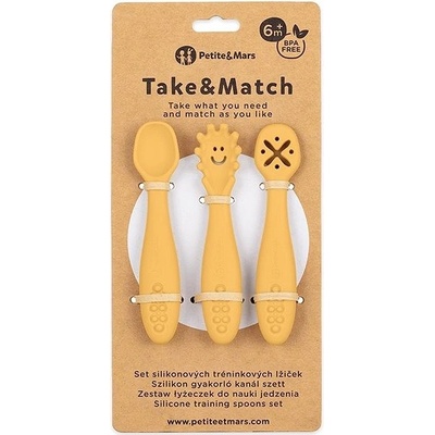 PETITE&MARS Set silikonových tréninkových lžiček Take&Match 6m+ Intense Ochre – Zboží Dáma