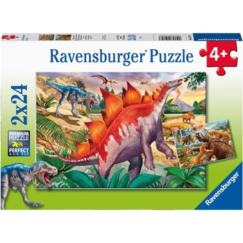 Ravensburger Детски пъзел Ravensburger от 2 x 24 части - Юрска дива природа (5179)