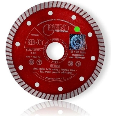 Kotouč řezný diamant GENT SD-UT 250mm turbo slim (červený) vnitřní otvor 25,4mm