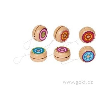 GOKI Dřevěné JOJO barevné kroužky Modrá