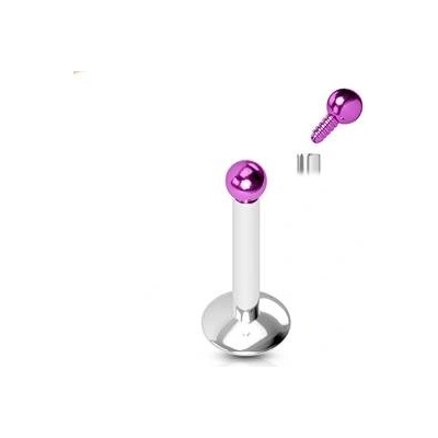 Šperky4U piercing do brady fialová kulička LB01082A-1208