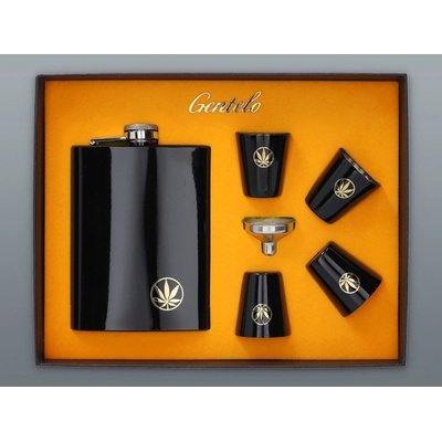 Gentelo Darčeková sada s ploskačkou pohárikmi a lievikom Black 240 ml