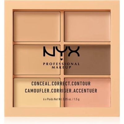 NYX Professional Makeup Conceal. Correct. Contour палитра за контуриране и прикриване на несъвършенства цвят 01 Light 6 x 1.5 гр