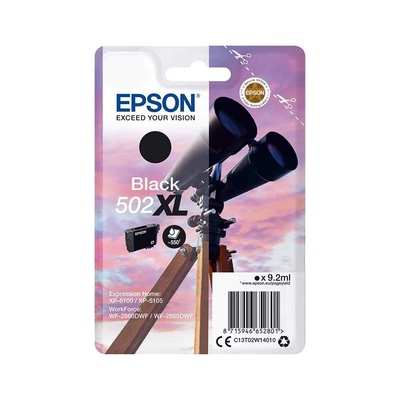 Epson 502XL черна мастилена касета 9, 2 мл оригинална (C13T02W14010)