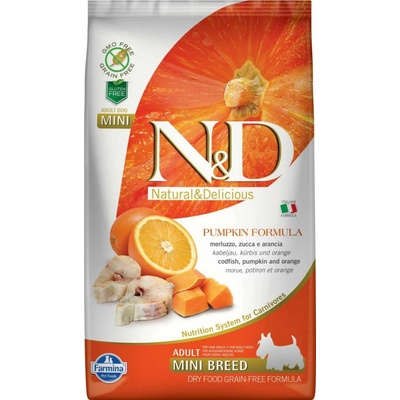 N&D Pumpkin Dog Adult Mini Grain Free Codfish Pumpkin & Orange 7 kg