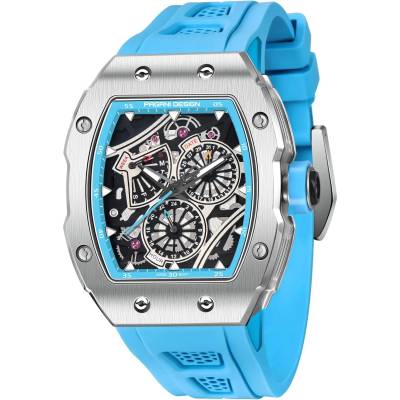 Pagani Мъжки часовник Pagani Design Tussah, Механичен, Неръждаема стомана, Син (PD-YS012-BLUE)