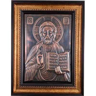 МЕДНА ИКОНА ГОЛЯМА В РАМКА ХРИСТОС ПАНТОКРАТОР