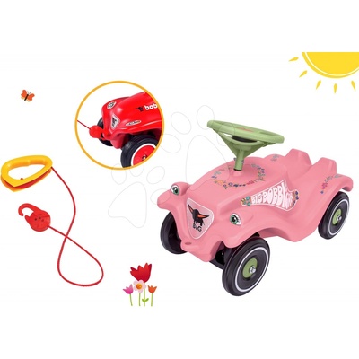 BIG set Flower Bobby Car Classic Car s klaksonem a tažné lano s hákem jako dárek 56110-4