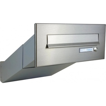 1x poštovní schránka D-042 k zazdění do sloupku + čelní deska se zvonkem ČD-2 - NEREZ / šedá - Bez podsvětlení