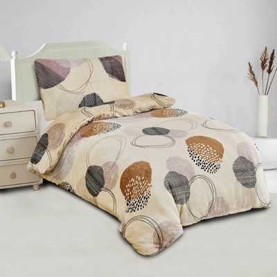 Jahu Obliečky mikroflanel Kruhy hnedé 140x200 70x90