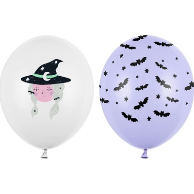 Party Balóny na Halloween 30 cm – čarodejnica a netopiere, mix farieb