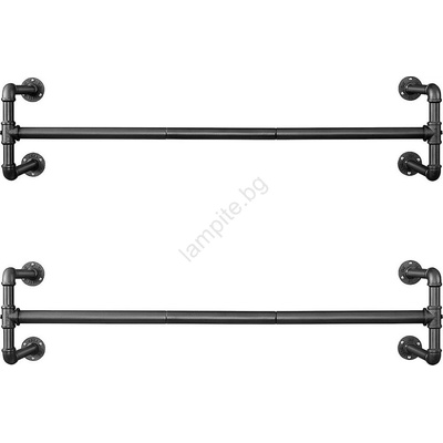 Euziel Комплект от 2 стенни закачалки за дрехи linea, черни (ez0167)