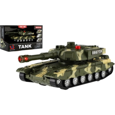 Teddies Tank plast 20cm na setrvačník na baterie se světlem se zvukem
