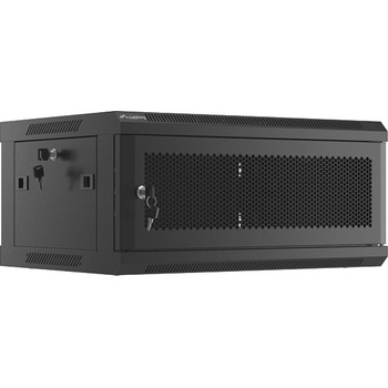 Lanberg rack cabinet 19" wall-mount 4U/600x450 with perforated door black (flat pack) (WF01-6404-23B)