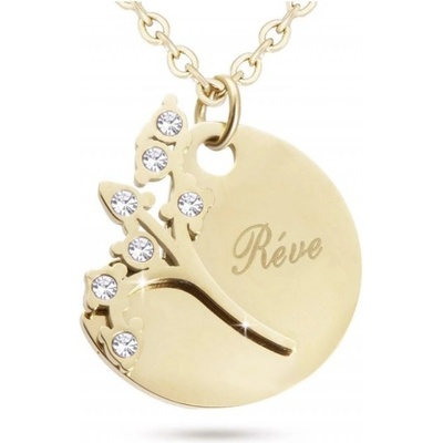 Biju Pozlacený řetízek 14k zlatem s přívěskem, vinná réva se zirkony 3001744