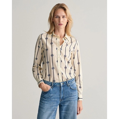 Gant Риза с дълъг ръкав Gant Reg Monogram Cot Voile Long Sleeve Shirt - Beige